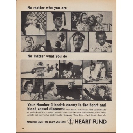 1967 Heart Fund Ad "Number 1 Health Enemy"
