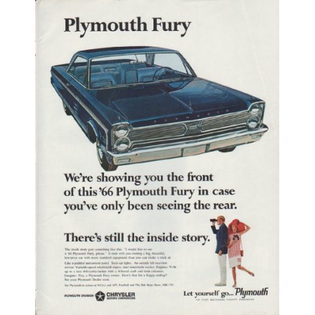 1966 Plymouth Fury Ad "We're showing you the front"