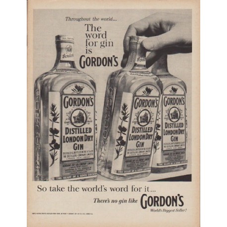 1960 Gordon's Gin Ad "The word for gin"