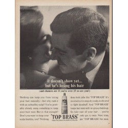 1960 Top Brass Hair Dressing Ad "it doesn't show yet"