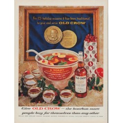 1960 Old Crow Bourbon Ad "125 holiday seasons"