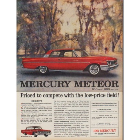 1961 Mercury Ad "Priced to compete"