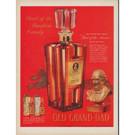 1960 Old Grand-Dad Ad "Head of the Bourbon Family"