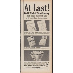 1960 Nifty Ball Point Stationery Ad "At Last"