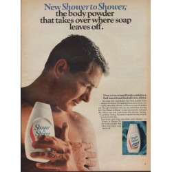 1967 Shower To Shower Ad "Body Powder That Takes Over"