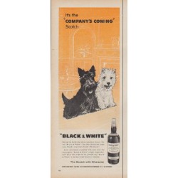 1960 Black & White Scotch Ad "Company's Coming"