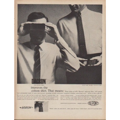 1960 Du Pont Dacron Ad "improves the cotton shirt"