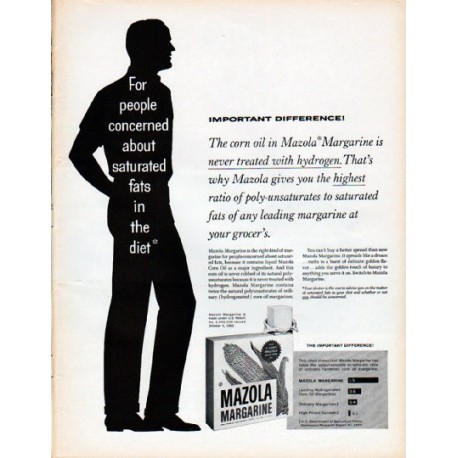 1961 Mazola Margarine Ad "Important Difference"