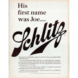1961 Schlitz Beer Ad "His first name was Joe"