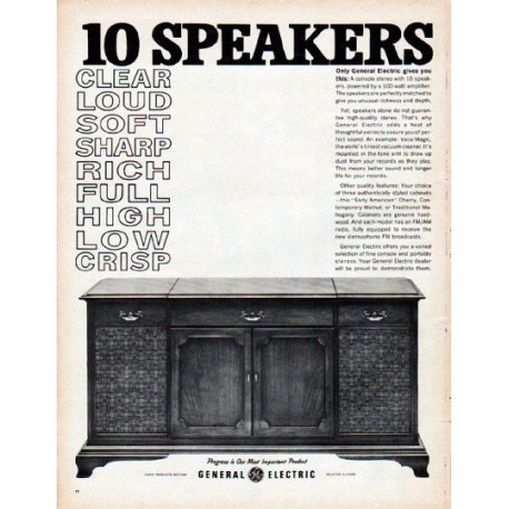 1961 General Electric Ad "10 speakers"