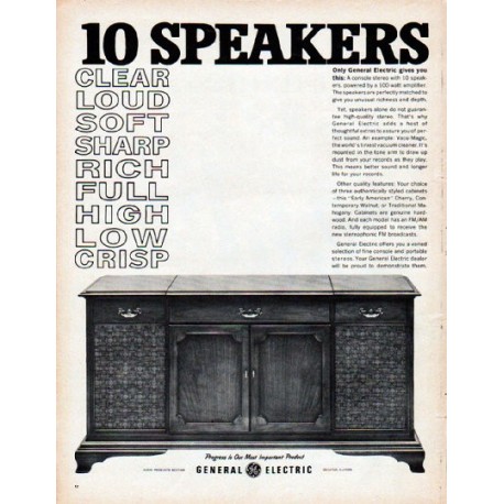 1961 General Electric Ad "10 speakers"