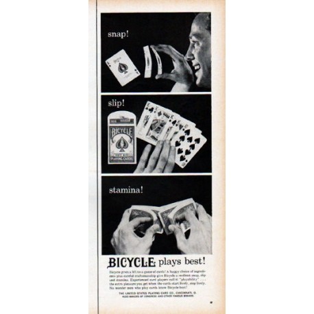 1961 Bicycle Playing Cards Ad "snap!"