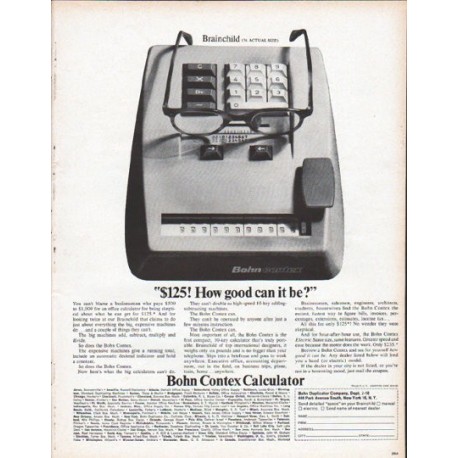 1961 Bohn Contex Calculator Ad "Brainchild"