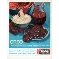1961 Oreo Cookies Ad "more creamy filling"