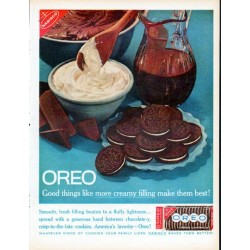 1961 Oreo Cookies Ad "more creamy filling"