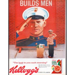 1961 Kellogg's Corn Flakes Ad "Builds Men"