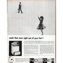 1961 Norge Washer Ad "wash that man"