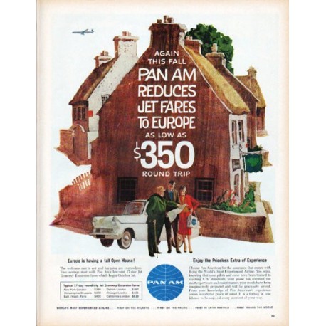 1961 Pan Am Airline Ad "Again This Fall"