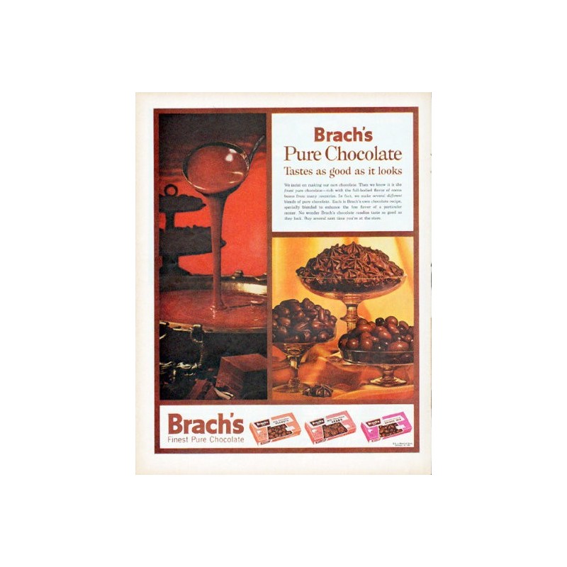 1961 Brach's Candy Vintage Ad Pure Chocolate