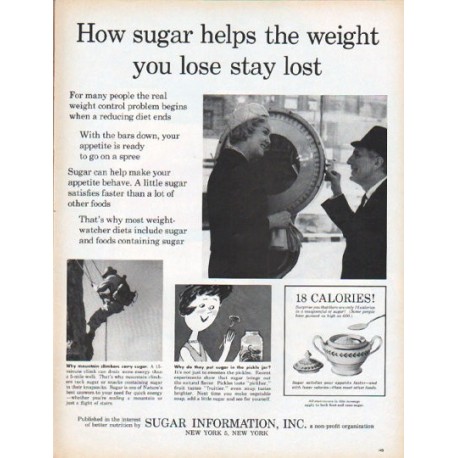 1961 Sugar Information, Inc. Ad "How sugar helps"