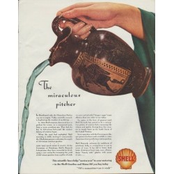 1942 Shell Motor Oil Ad "The Miraculous Pitcher"
