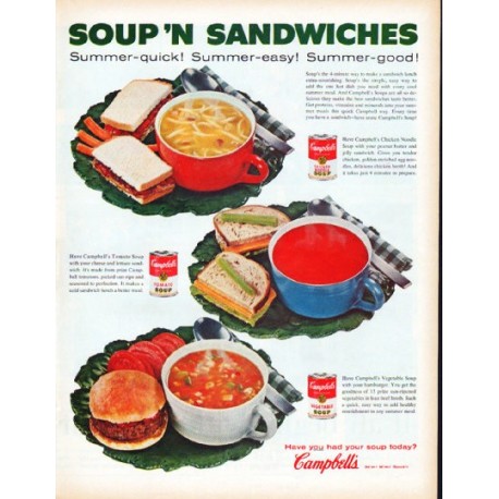 1961 Campbell's Soup Ad "Soup 'n Sandwiches"