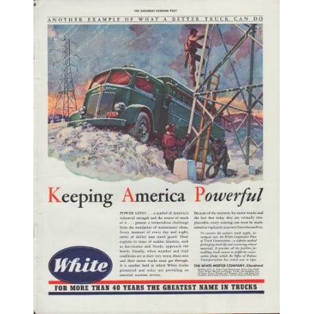 1942 White Trucks Ad "Keeping America Powerful"