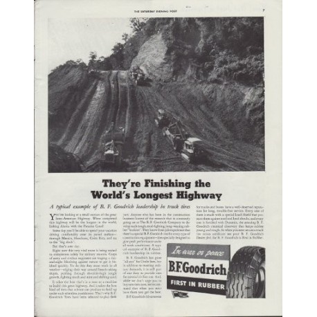 1942 B.F. Goodrich Ad "World's Longest Highway"