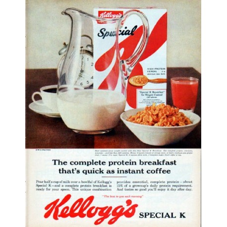 1961 Kellogg's Special K Ad "The complete protein breakfast"