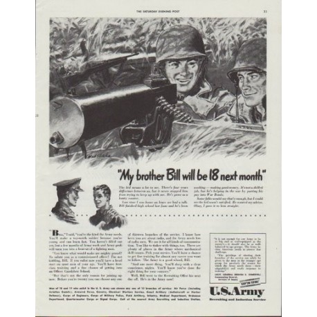 1942 U.S. Army Ad "My brother Bill will be 18 next month"