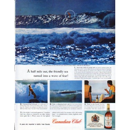 1961 Canadian Club Whisky Ad "A half mile out"