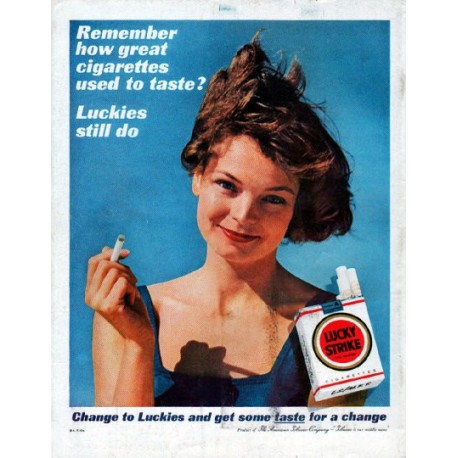 1961 Lucky Strike Cigarettes Ad "Remember how great"