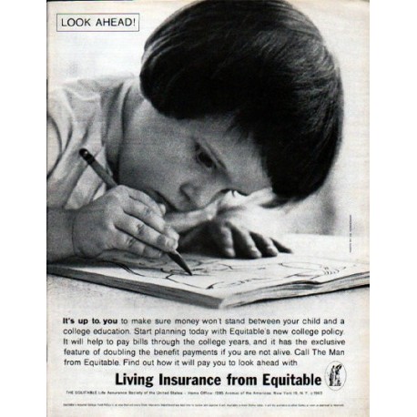 1962 The Equitable Life Assurance Society Ad "Look Ahead"