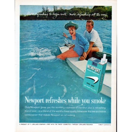 1962 Newport Cigarettes Ad "Newport refreshes"