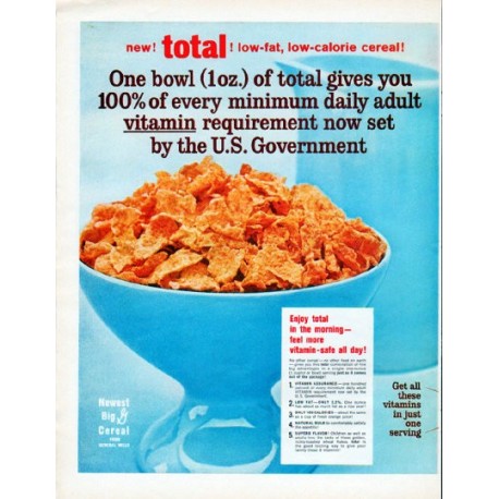 1962 total cereal Ad "One bowl"