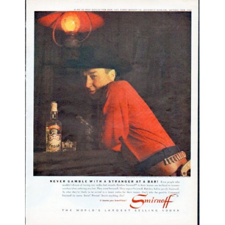 1962 Smirnoff Vodka Ad "Never gamble with a stranger"