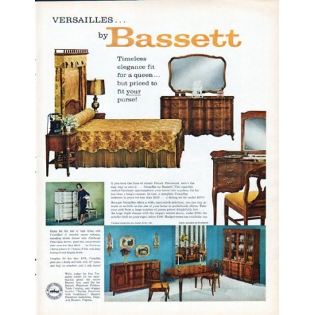 1962 Bassett Furniture Ad "Versailles"