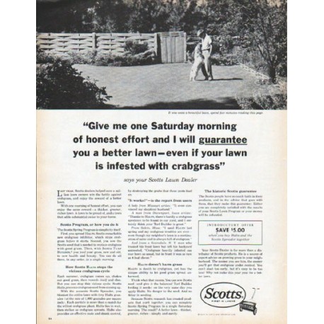 1962 Scotts Lawn Care Ad "one Saturday morning"