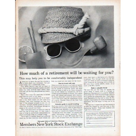 1961 Members New York Stock Exchange Ad "retirement"
