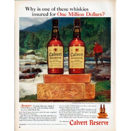 1961 Calvert Whiskey Ad "One Million Dollars"