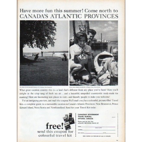 1961 Canadian Government Travel Bureau Ad "Come north"