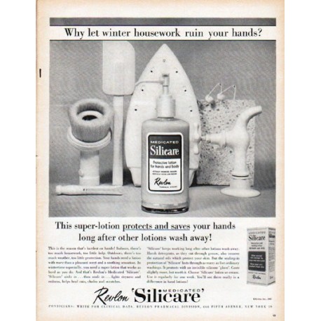 1961 Revlon Silicare Ad "winter housework"