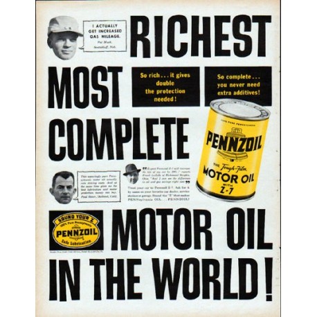 1961 Pennzoil Ad "Richest"