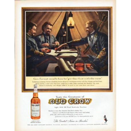 1961 Old Crow Bourbon Ad "Gen. Forrest"