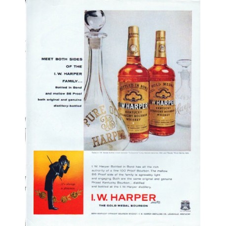 1961 I.W. Harper Bourbon Ad "Meet Both Sides"