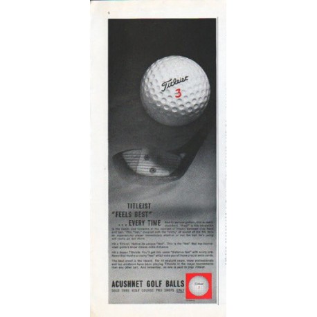 1961 Acushnet Golf Balls Ad "Feels Best"