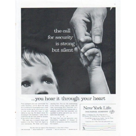 1961 New York Life Insurance Company Ad "call for security"