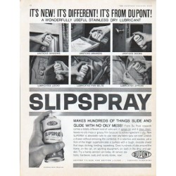 1961 Du Pont Slipspray Ad "Stainless Dry Lubricant"