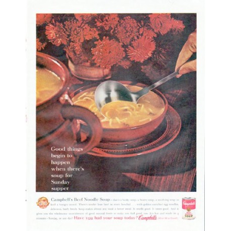 1961 Campbell's Soup Ad "soup for Sunday supper"