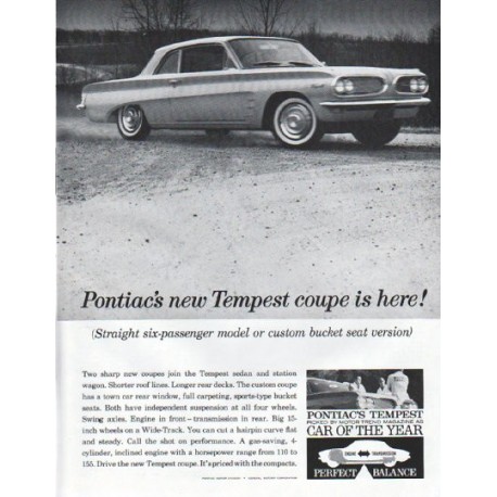 1961 Pontiac Tempest Ad "new Tempest coupe"